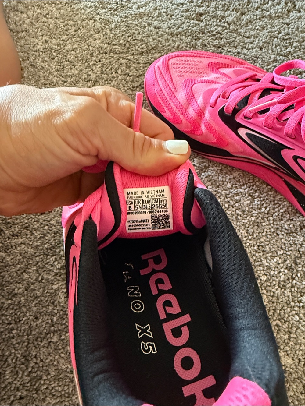Reebok Women's Hot Pink and Black Athletic Sneakers - Picture 5 of 6